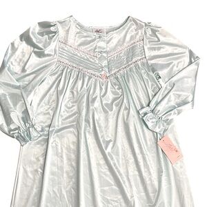NWT NOS Lady Camille Vintage Long Nightgown Dressing Gown Lace Floral Trim SZ L